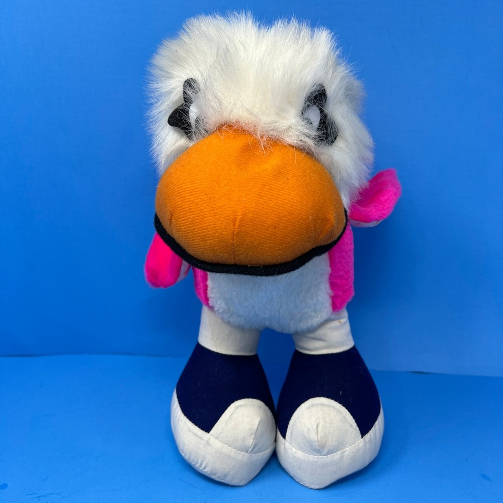 Taishan Pelican Bird Plush 10" Stuffed Animal Tropical Toy Pink White 90s